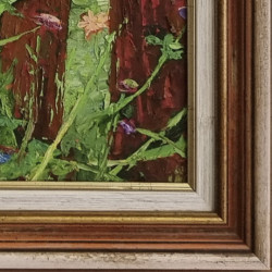 Картина «Цветы у забора», М. Рудник