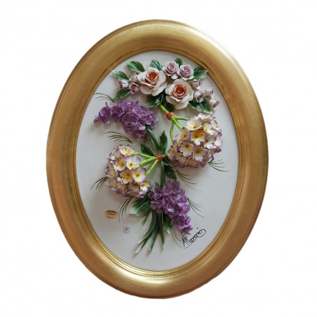 Картина «Гортензия с розами», фарфор